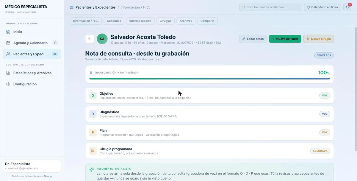 Pantalla de la demo: Nota desde la grabación