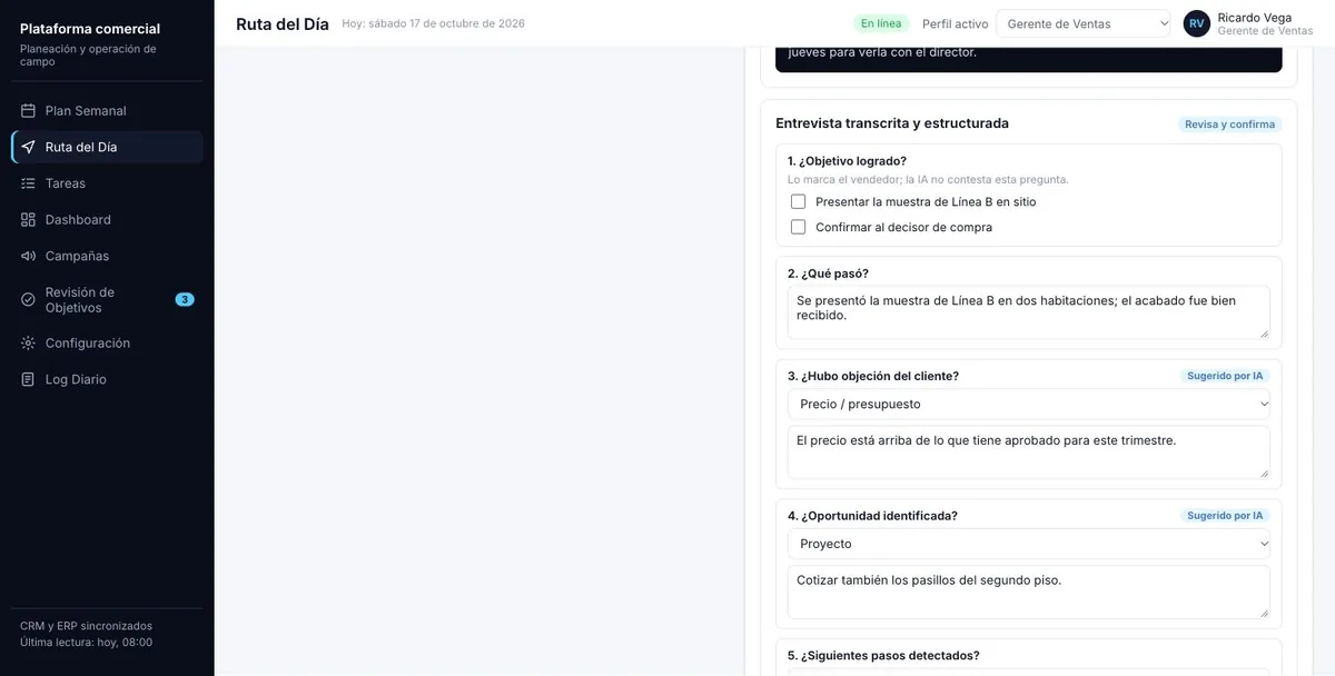 Pantalla de la demo: La visita contada por voz